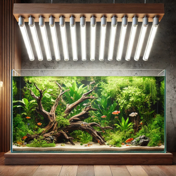 luz fluorescente acuario