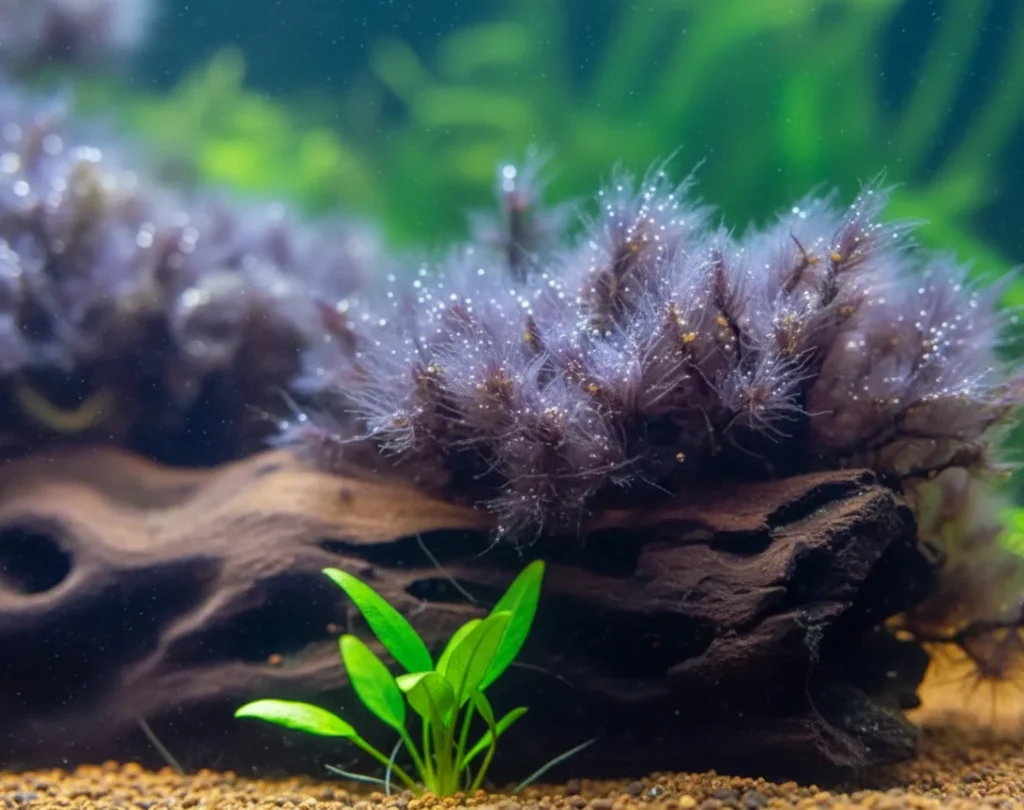 alga pincel en acuarios plantados
