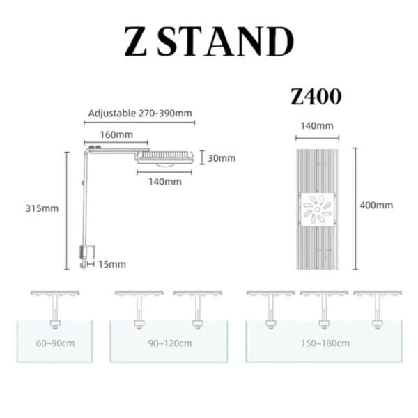 Pantalla LED Acuario Marino Z400 SEA 120W - Iluminación agua salada (60-90 cm) - Imagen 4