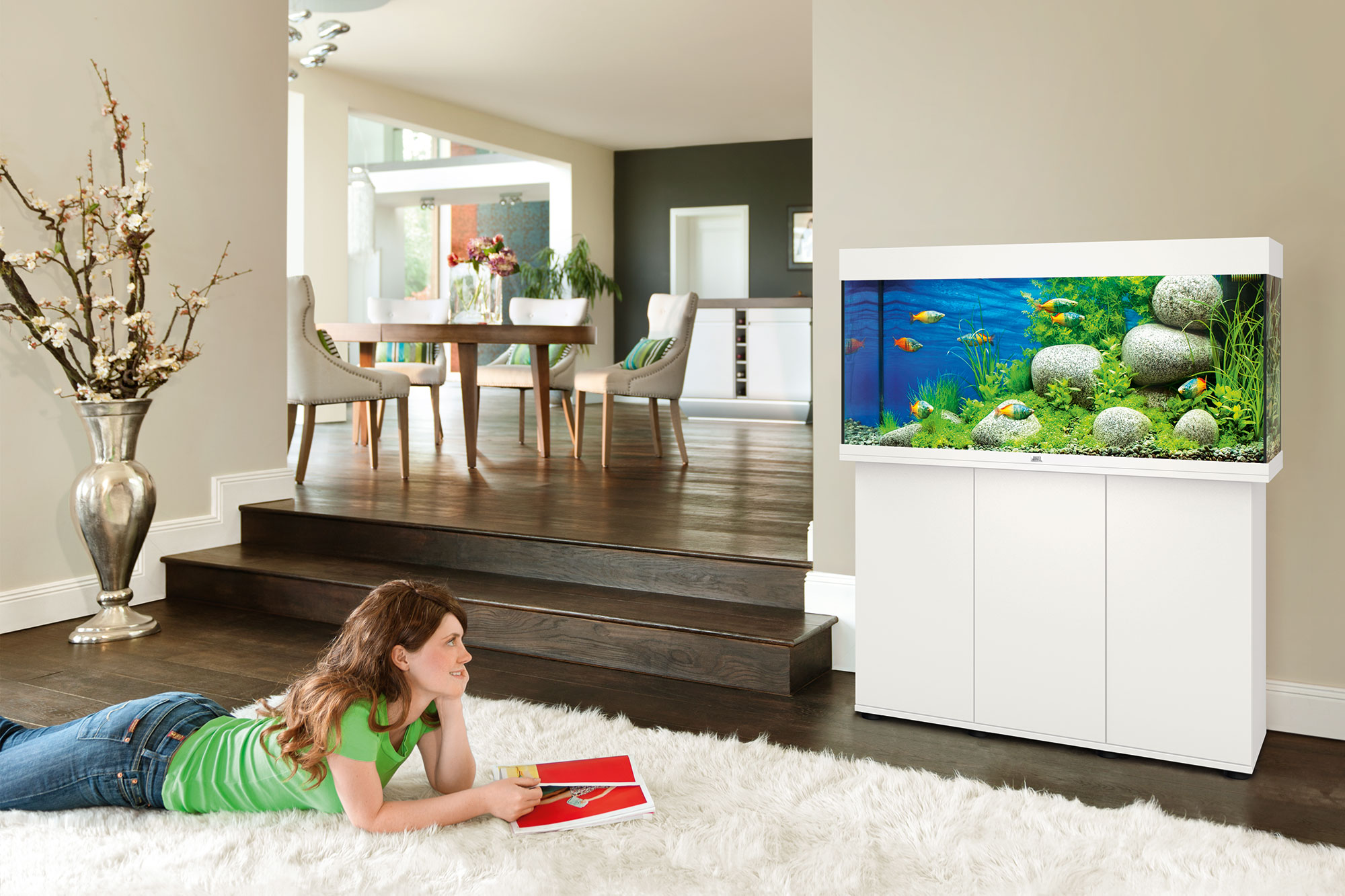 Kit completo Acuario 180L 101x41x50 cm + filtro + luz + calentador – JUWEL RIO LED 180 BLANCO - Imagen 5