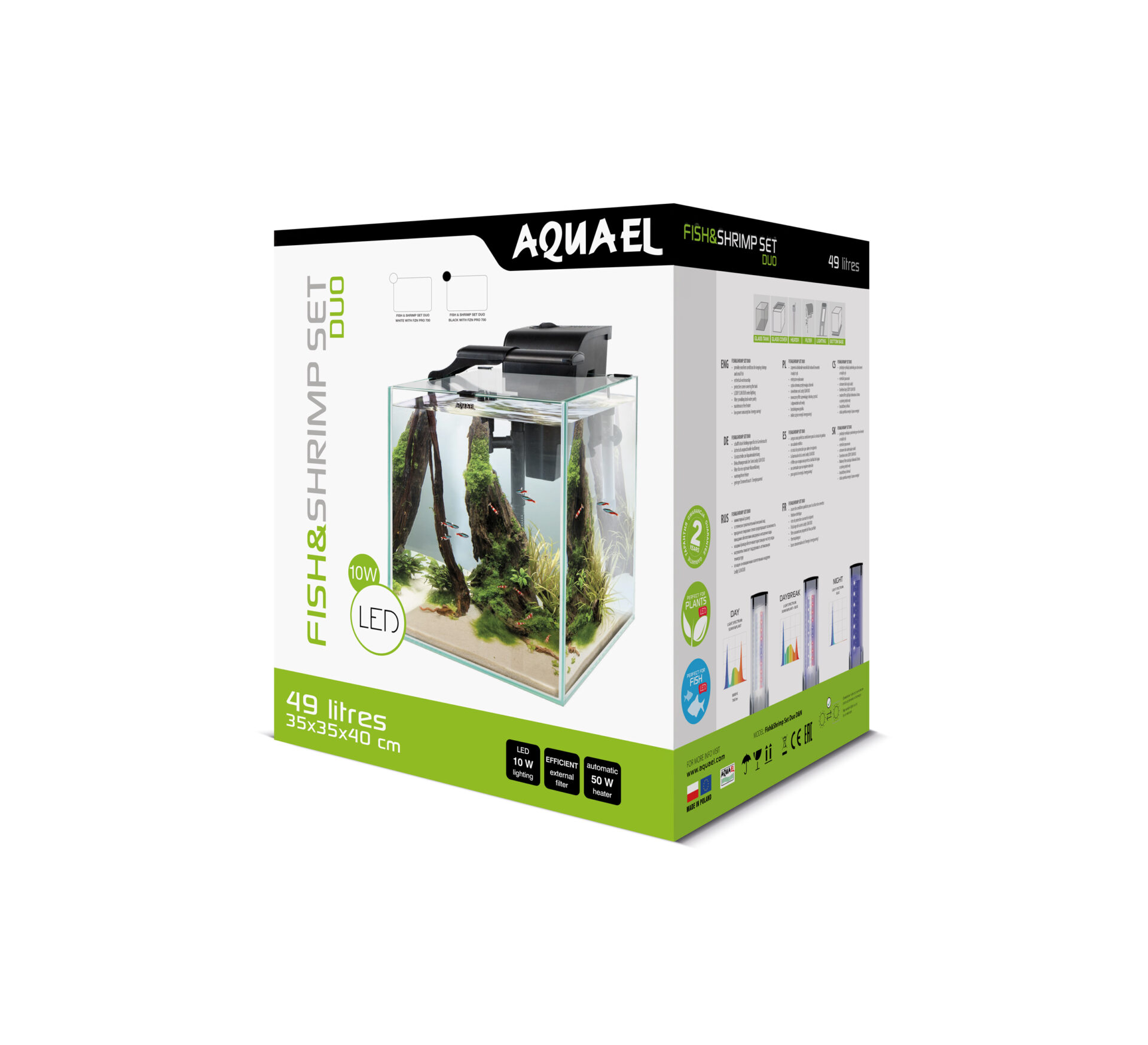 Fish & Shrimp Set Duo D&N 35 2.0 Aquael - Acuario Cubo 49 L Gambas y Peces - Imagen 2