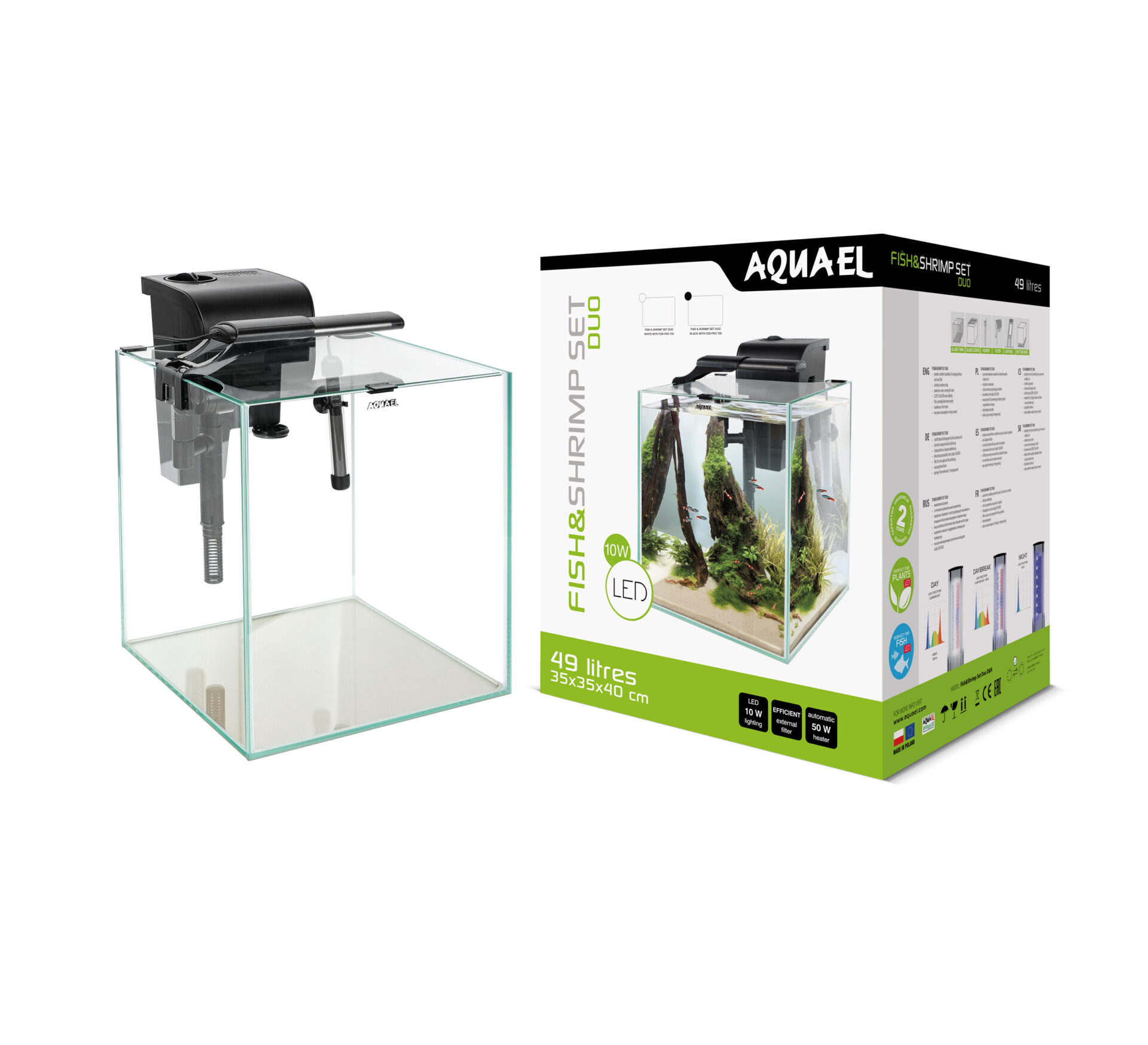 Fish & Shrimp Set Duo D&N 35 2.0 Aquael - Acuario Cubo 49 L Gambas y Peces - Imagen 3